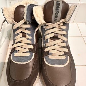 Women's High-Top Sneakers in Brown and Gray